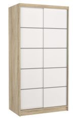 Petite armoire de chambre naturel 2 portes coulissantes en bois blanc Rika 100 cm