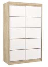 Petite armoire de chambre naturel et blanc avec 2 portes coulissantes Benko 120 cm