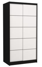 Petite armoire de chambre noir 2 portes coulissantes en bois blanc Rika 100 cm