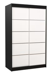 Petite armoire de chambre noir et blanc avec 2 portes coulissantes Benko 120 cm