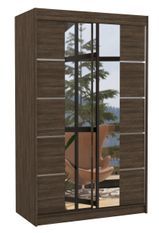 Petite armoire design de chambre à coucher 2 portes coulissantes marron et miroir Kinzo 120 cm