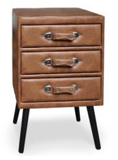 Petite commode 3 tiroirs simili cuir marron Patio