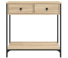 Petite console fixe 2 tiroirs avec cadre en métal noir Alexo – Style industriel