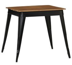 Petite table à manger carrée en bois d'acacia et acier noir 75 cm - Style industriel