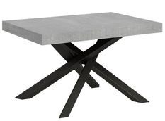 Petite table à manger design gris béton et pieds entrelacés anthracite 130 cm Artemis