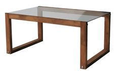 Petite table basse en bois massif marron et plateau en verre trempé Darone 85 cm