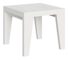 Petite table carrée 90/90 cm extensible 10 personnes 90 à 246 cm blanc Naxo