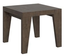 Petite table carrée 90/90 cm extensible 10 personnes 90 à 246 cm bois marron Naxo