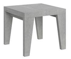 Petite table carrée 90/90 cm extensible 10 personnes 90 à 246 cm gris effet ciment Naxo