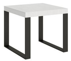 Petite table carrée extensible 4 à 10 places 90 à 246 cm blanche et pieds métal anthracite Tiroz