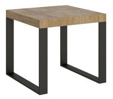 Petite table carrée extensible 4 à 10 places 90 à 246 cm chêne clair et pieds métal anthracite Tiroz