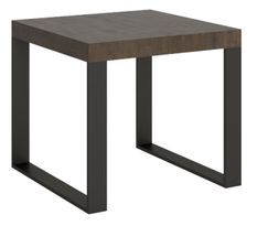 Petite table carrée extensible 90 à 246 cm marron et pieds métal anthracite Tiroz