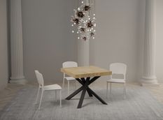 Petite table carrée extensible 90x90/194 cm pieds acier anthracite Karzy