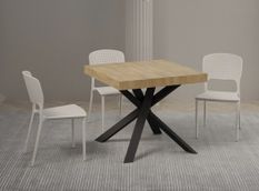 Petite table carrée extensible 90x90/194 cm pieds acier anthracite Karzy