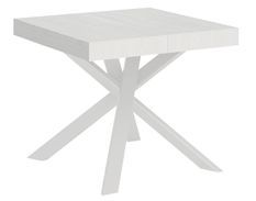 Petite table carrée extensible 90x90/194 cm pieds acier blanc Karzy