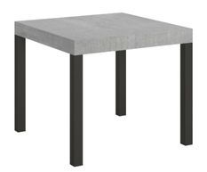 Petite table carrée extensible 90x90/246 cm gris béton et métal anthracite Karry