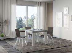Petite table carrée extensible bois blanc et gris 90 à 246 cm Nako