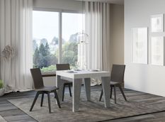 Petite table carrée extensible bois blanc et gris 90 à 246 cm Naxo