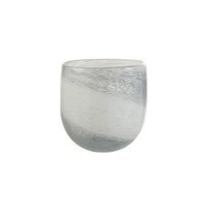 Photophore verre blanc et bleu Marino H 10 cm