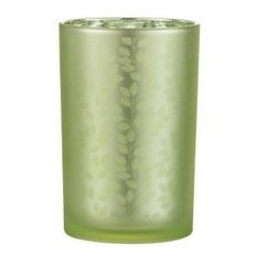 Photophore verre vert à feuilles Ocel H 18 cm