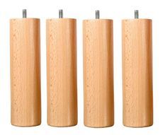 Pieds de lit cylindrique bois naturel H 15 cm Bellecour - Lot de 4