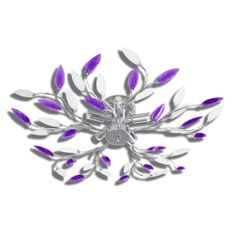 Plafonnier avec bras en acrylique Violet et blanc 5ampoules E14
