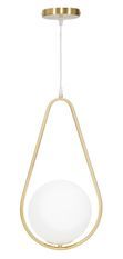 Plafonnier Glamour goutte métal doré verre blanc design