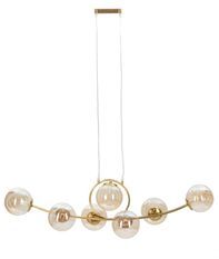 Plafonnier Japon 7 lumières métal doré design épuré