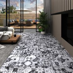Planches de plancher PVC 4,46 m² 3 mm Autoadhésif Motif de gris