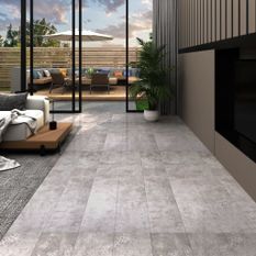 Planches de plancher PVC 5,26 m² 2 mm Gris terre