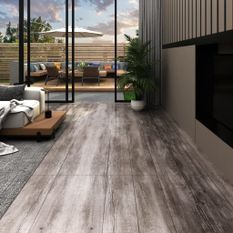 Planches de plancher PVC 5,26 m² 2 mm Marron de bois mat