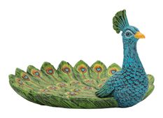 Plateau décoratif éclectique en forme de paon, 18 x 16 x 10 cm