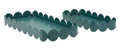 Plateau saturne rectangulaire bleu sarcelle, lot de 2 pièces, 40 x 16,5 x 4,5 cm et 29 x 12 x 4,5 cm