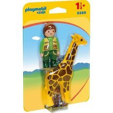 PLAYMOBIL 1 2 3 9380 - PLAYMOBIL 1.2.3 - Soigneur avec girafe - Nouveauté 2019