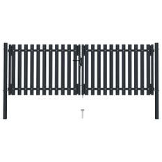 Portail de clôture à double porte Acier 306x125 cm Anthracite