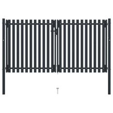 Portail de clôture à double porte Acier 306x200 cm Anthracite