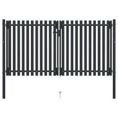 Portail de clôture à double porte Acier 306x220 cm Anthracite