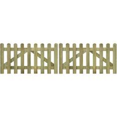 Portail de clôture à piquets 2 pcs Bois imprégné 300x80 cm