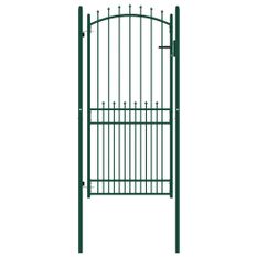 Portail de clôture avec pointes Acier 100x200 cm Vert 3