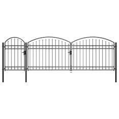 Portail de clôture de jardin avec dessus arqué Acier 2x5 m Noir