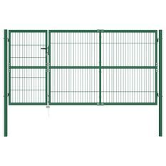 Portail de clôture de jardin avec poteaux 350x140 cm Acier Vert