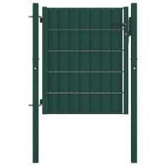 Portail de clôture PVC et acier 100x101 cm Vert