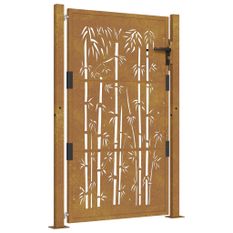 Portail de jardin 105x155 cm acier corten design de bambou