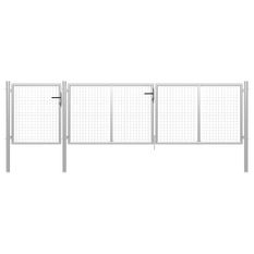 Portail de jardin Acier 400 x 100 cm Argenté 2