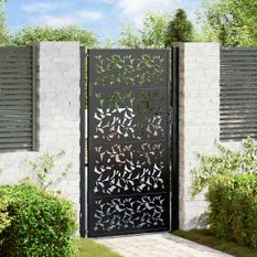 Portail de jardin noir 105x180 cm acier conception de feuilles