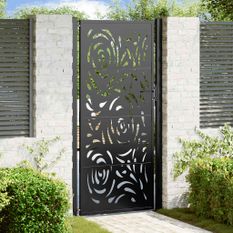Portail de jardin noir 105x205 cm acier conception de flamme