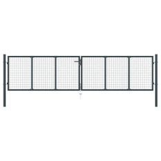 Portail en maille de jardin Acier galvanisé 400 x 125 cm Gris 2
