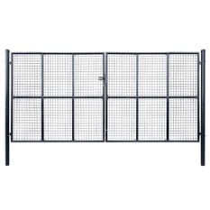 Portail en maille de jardin Acier galvanisé 400 x 175 cm Gris 2