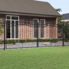 Portail et sommet de lance Noir 406x198 cm Acier enduit poudre