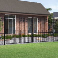 Portail et sommet de lance Noir 406x223 cm Acier enduit poudre